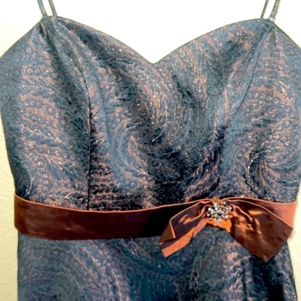 David’s Bridal copper shimmer strapless convertible dress